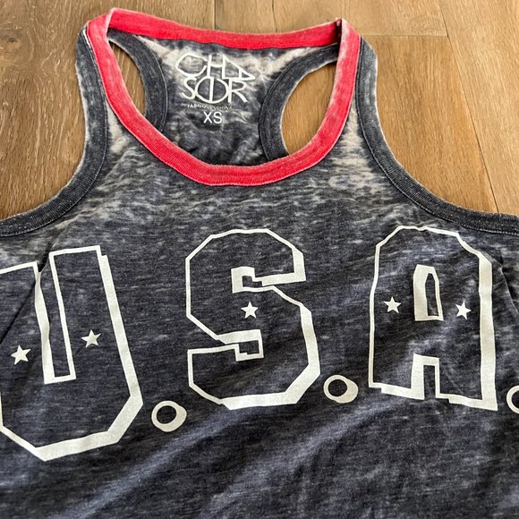 Chaser USA Burn Out Tank Size XS Red, White & Blue - Picture 3 of 5